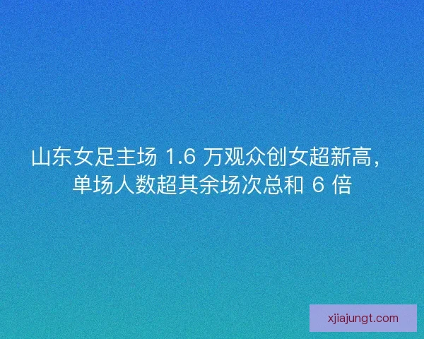 山东女足主场 1.6 万观众创女超新高，单场人数超其余场次总和 6 倍